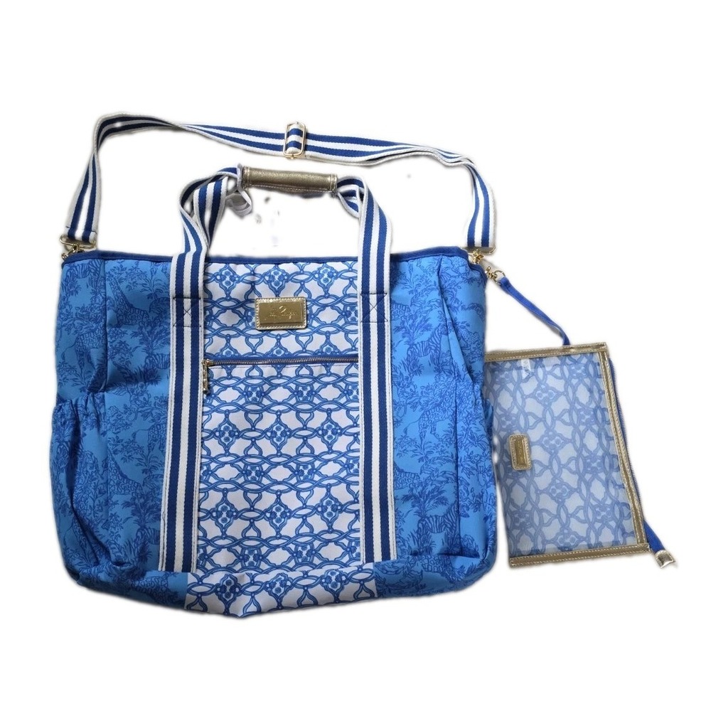 Lilly Pulitzer Picnic Cooler Bag Safari Party Blue White Insulated Tote NWT